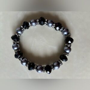 Black and Silver Beaded Bracelet
